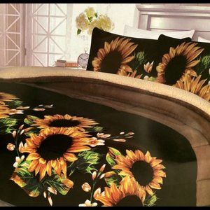 Sunflowers Ultra Soft Sherpa Blanket Set